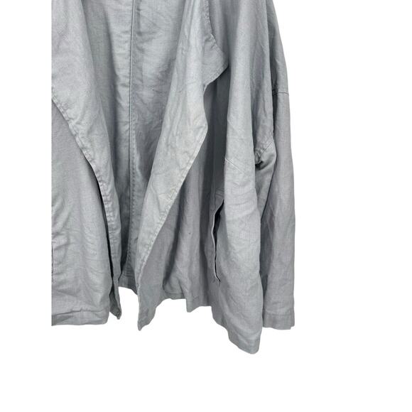 Eileen Fisher Woman Draped Open Front Jacket Organic Linen Blue Size 2X - Picture 3 of 11